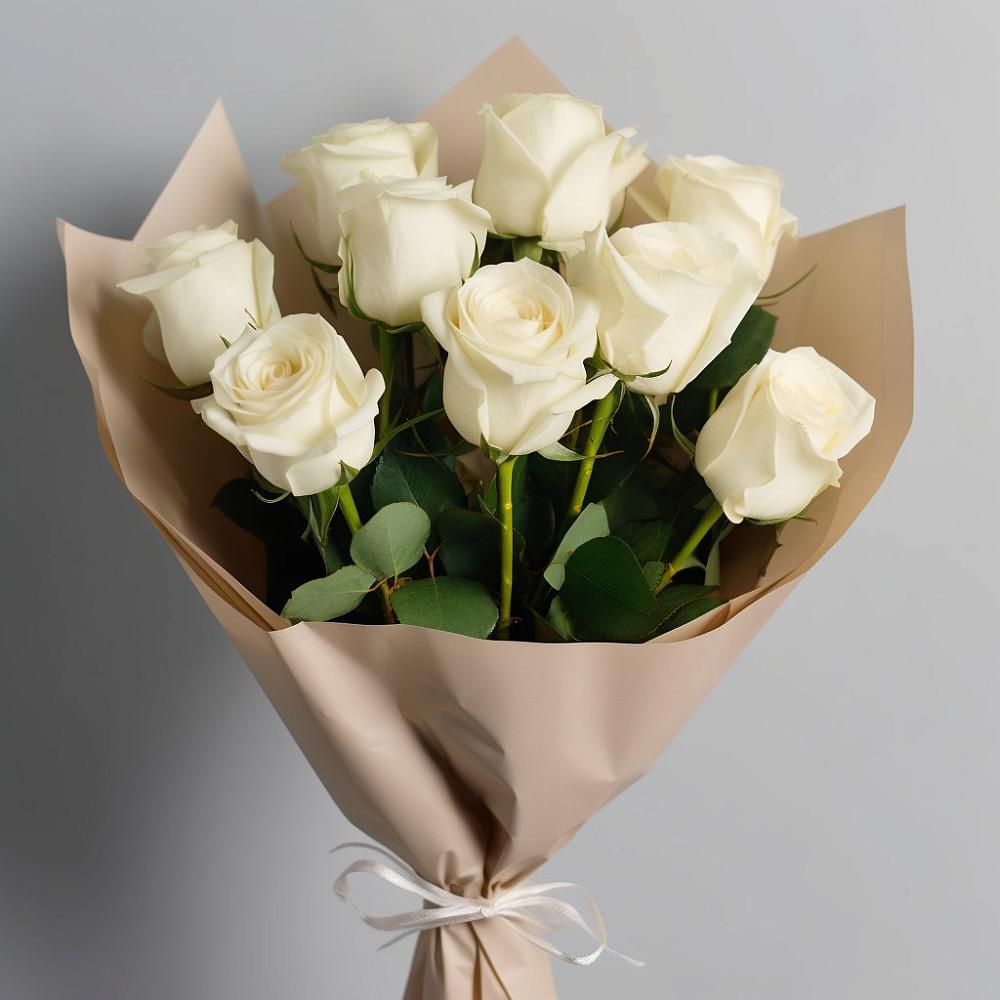 Букет 9 Белых роз Эдлесс Лав в Атепцево