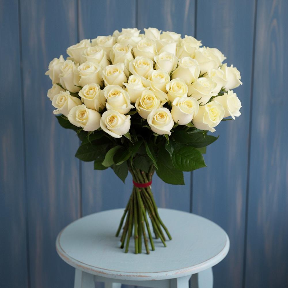 Букет 51 Белая роза Эдлесс Лав в Атепцево