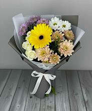 Букет цветов из:  Розы, Герберы и Хризантемы в Атепцево