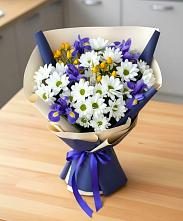Букет цветов из:  Розы, Ирисы и Хризантемы #REPLACE_PRED# Атепцево