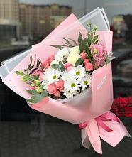 Букет цветов из:  Розы, Лизиантусы и Хризантемы в Атепцево