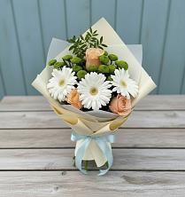Букет цветов из:  Герберы, Розы и Хризантемы в Атепцево